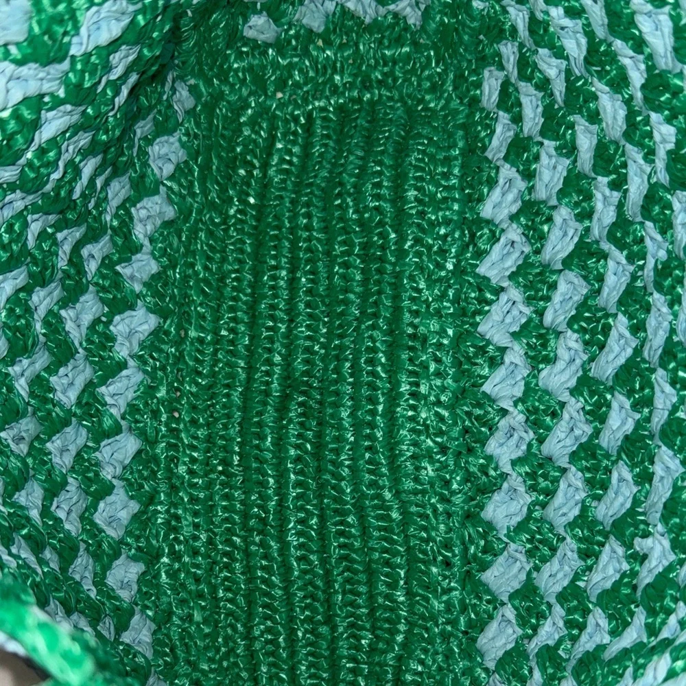 Kate Spade Green and Blue Raffia Tote